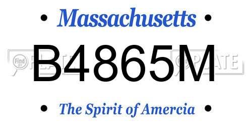 B4865M Massachusetts License Plate