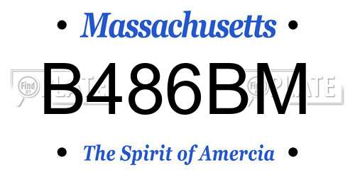 B486BM Massachusetts License Plate