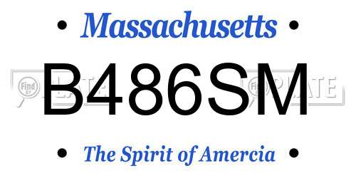 B486SM Massachusetts License Plate