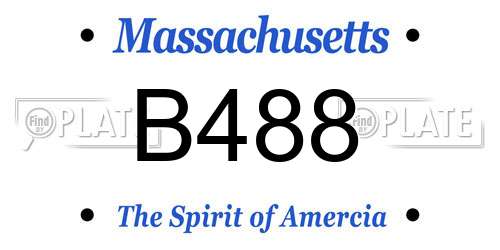 B488 Massachusetts License Plate