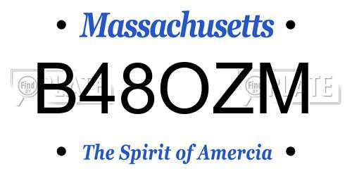 B48OZM Massachusetts License Plate