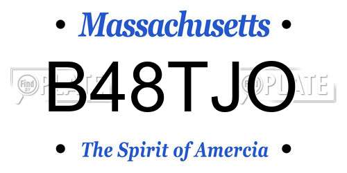 B48TJO Massachusetts License Plate