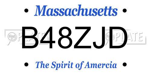 B48ZJD Massachusetts License Plate