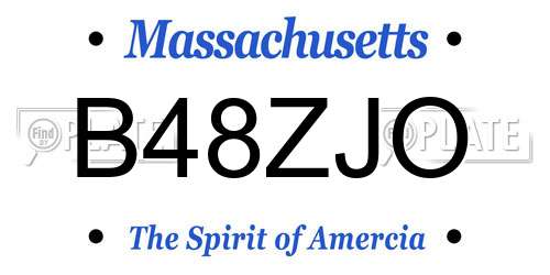 B48ZJO Massachusetts License Plate
