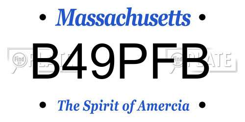 B49PFB Massachusetts License Plate