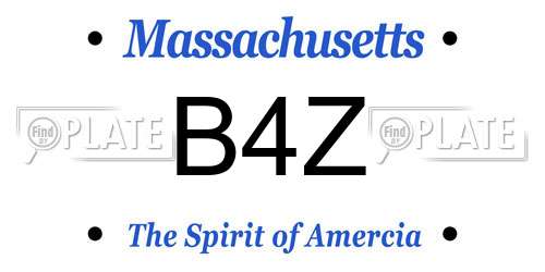 B4Z Massachusetts License Plate