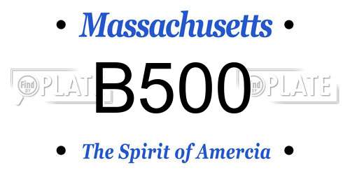 B500 Massachusetts License Plate