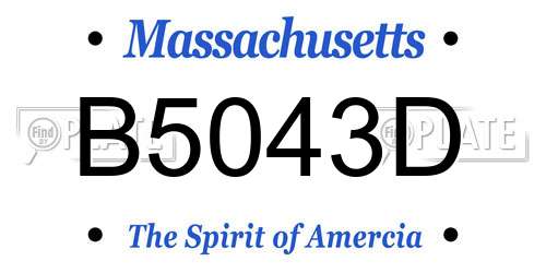 B5043D Massachusetts License Plate