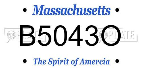 B5043O Massachusetts License Plate