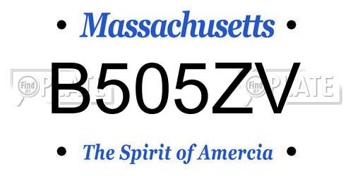 B505ZV Massachusetts License Plate