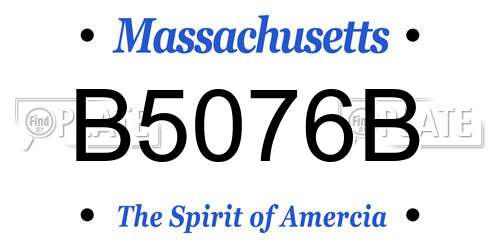 B5076B Massachusetts License Plate