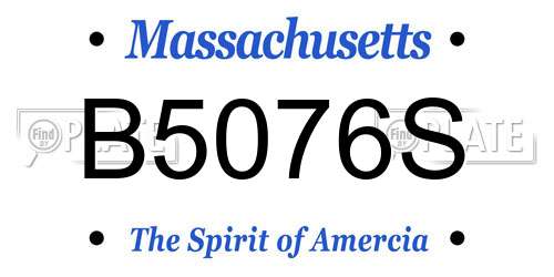 B5076S Massachusetts License Plate