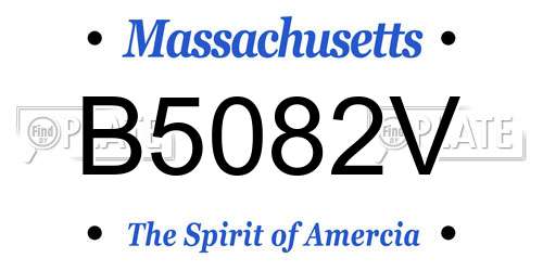 B5082V Massachusetts License Plate