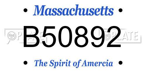 B50892 Massachusetts License Plate