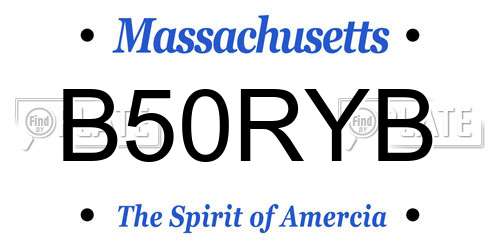 B50RYB Massachusetts License Plate