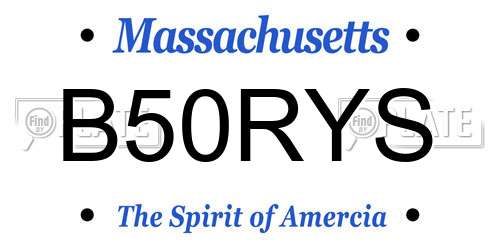 B50RYS Massachusetts License Plate