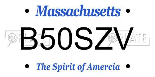 B50SZV Massachusetts License Plate