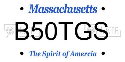 B50TGS Massachusetts License Plate