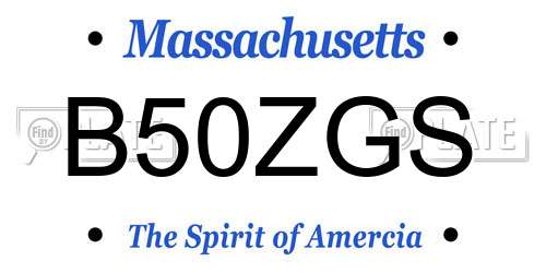 B50ZGS Massachusetts License Plate