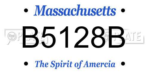 B5128B Massachusetts License Plate