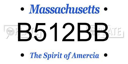 B512BB Massachusetts License Plate