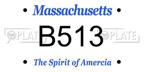 B513 Massachusetts License Plate