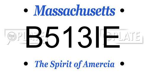 B513IE Massachusetts License Plate