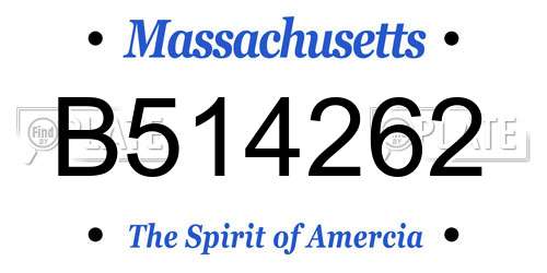 B514262 Massachusetts License Plate