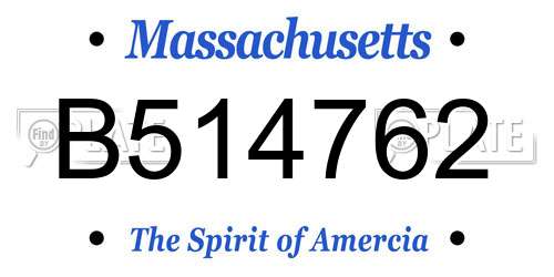 B514762 Massachusetts License Plate