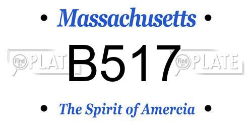 B517 Massachusetts License Plate