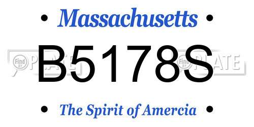 B5178S Massachusetts License Plate