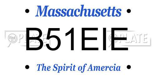 B51EIE Massachusetts License Plate