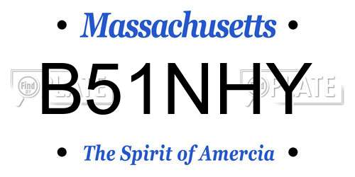 B51NHY Massachusetts License Plate
