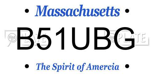 B51UBG Massachusetts License Plate
