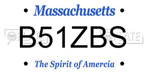 B51ZBS Massachusetts License Plate