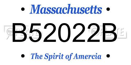 B52022B Massachusetts License Plate