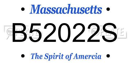 B52022S Massachusetts License Plate