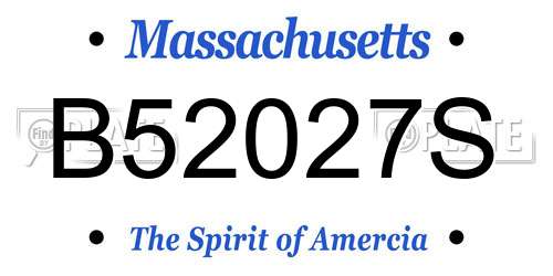 B52027S Massachusetts License Plate