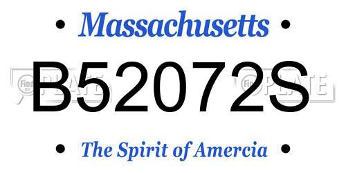 B52072S Massachusetts License Plate