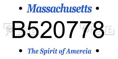 B520778 Massachusetts License Plate
