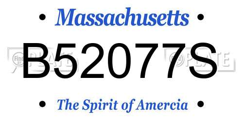 B52077S Massachusetts License Plate