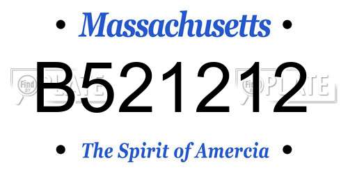 B521212 Massachusetts License Plate