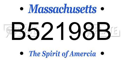 B52198B Massachusetts License Plate