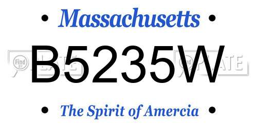 B5235W Massachusetts License Plate