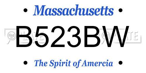 B523BW Massachusetts License Plate