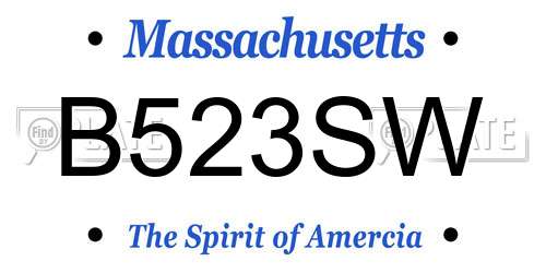 B523SW Massachusetts License Plate