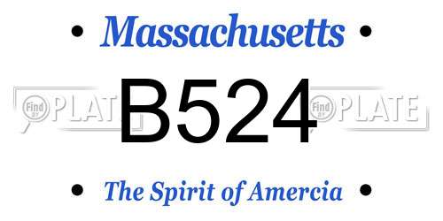 B524 Massachusetts License Plate
