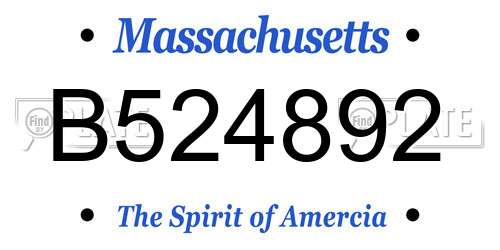 B524892 Massachusetts License Plate