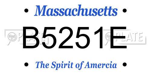 B5251E Massachusetts License Plate