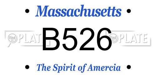 B526 Massachusetts License Plate